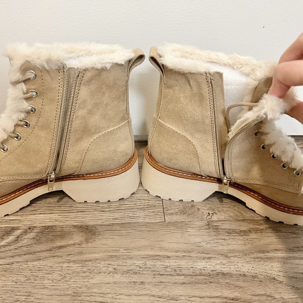 Madden Girl Carraf Hiker Boot Faux Fur Sand Beige Size 9 BRAND NEW - Picture 7 of 12